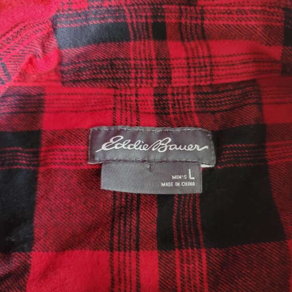 Eddie Bauer Shirt Mens L Red Plaid Button Up Cotton Camping Outdoor Casual Top - Picture 3 of 11